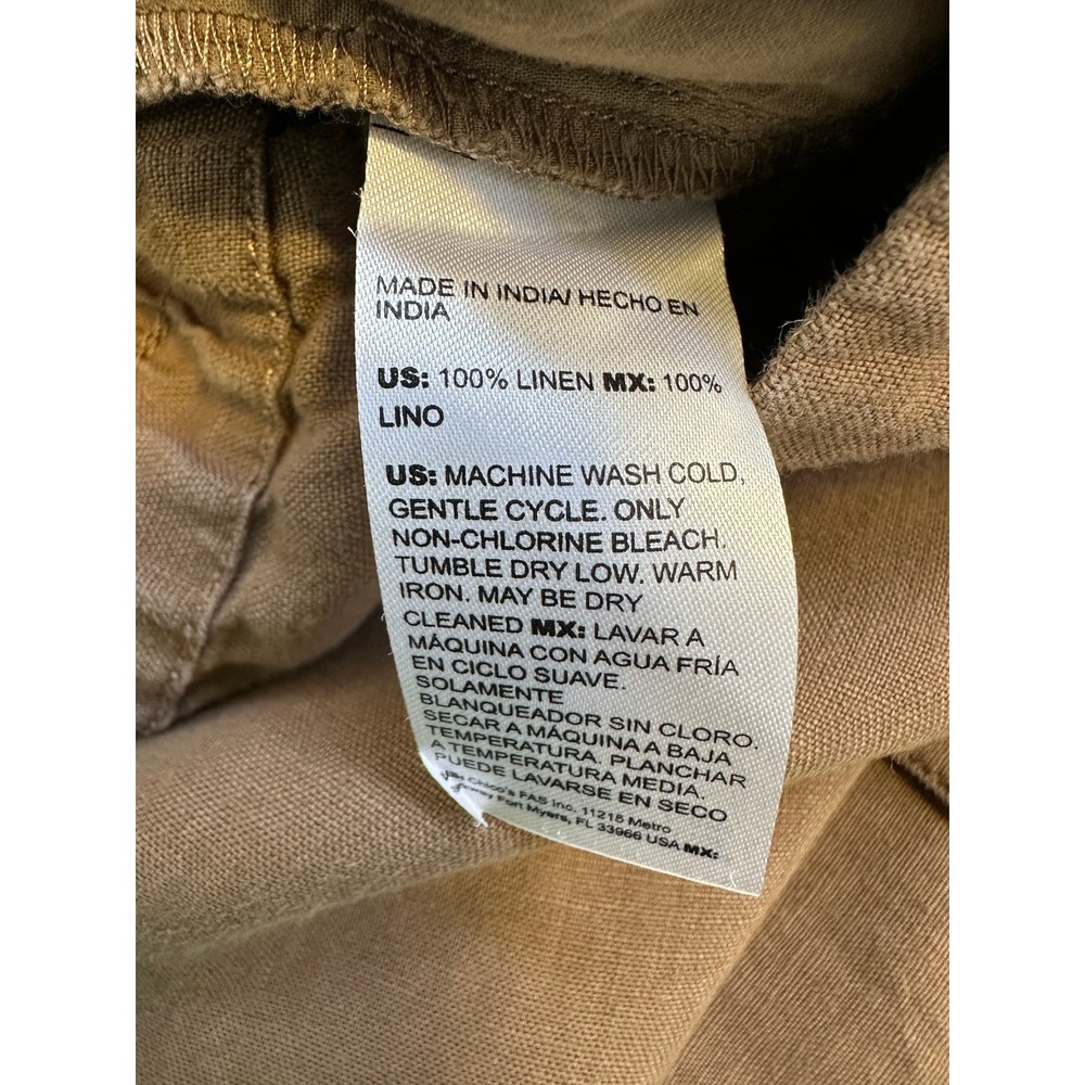 Chico's Wide Leg 100% Linen Faded Brown Relaxed Cargo Crop Pants Size 2 US 12 - Picture 11 of 16